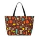 thumbnail image 2 of Fotbe Retro Coffee Bolsa de Viaje para Playa - Resistente al Agua, Bolsa Tote de Gran Capacidad y Ligera con 7 Bolsillos para Mujeres y Hombres, 2 of 7