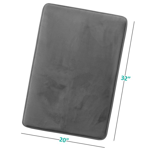 1 Large Clara Clark Bath Mat Bathroom Rug - Absorbent Memory Foam Bath Rugs - Non-Slip, Thick, Cozy Velvet Feel Microfiber Bathrug, Plush Shower, Toilet- Floor Bathmats Carpet - Gray - 20"x32"