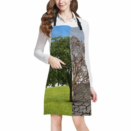 

ASHLEIGH Tree Of Life Half Alive and Half Dead Tree Adjustable Bib Apron with Pockets Commercial Restaurant and Home Kitchen Apron for Women Men