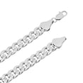thumbnail image 2 of 9mm Large Rhodium Plated Flat Cuban Link Curb Chain Necklace, 36 inches, 2 of 7