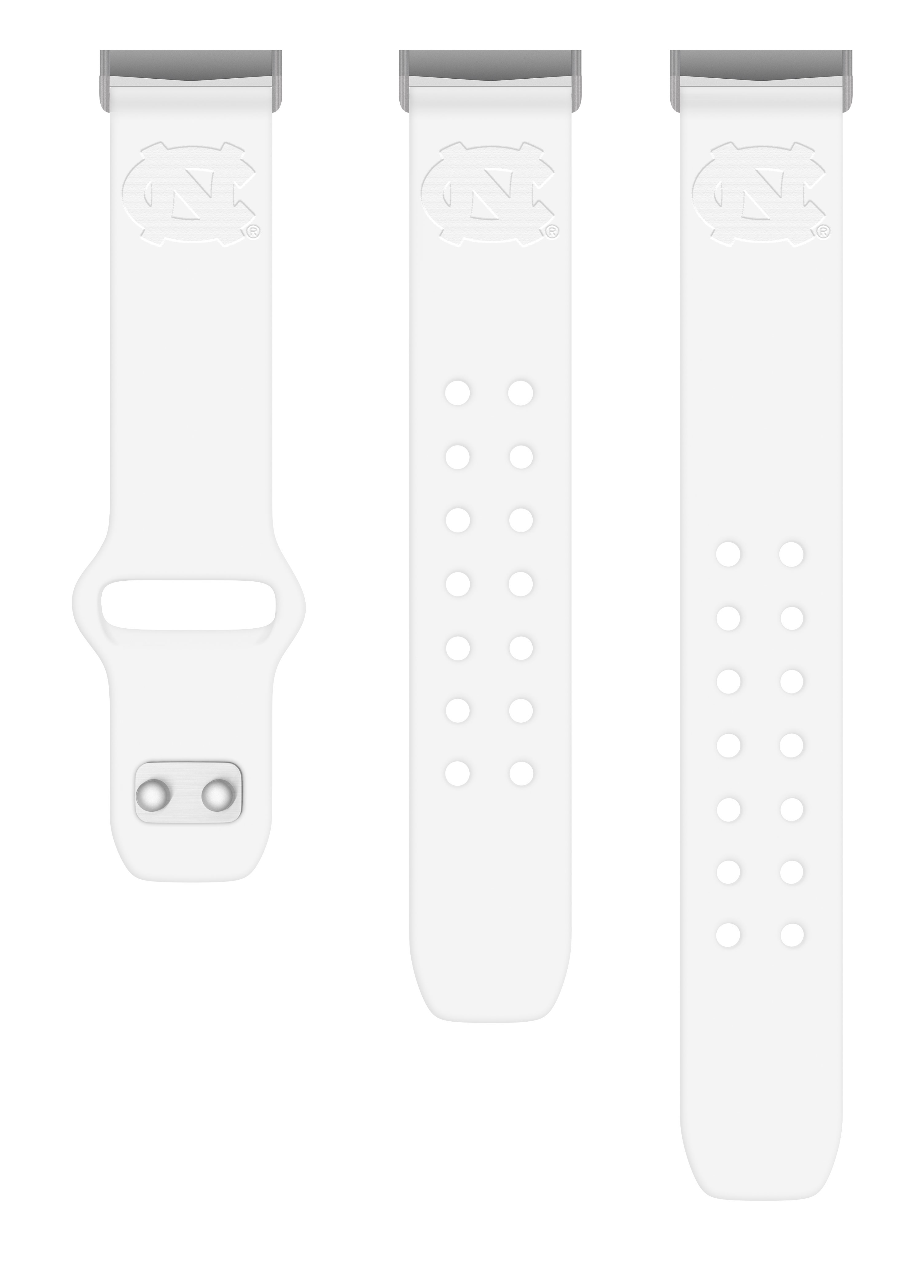 North Carolina Engraved Silicone Unisex Watch Band for Fitbit Versa 3 and Sense (White) by Affinity Bands