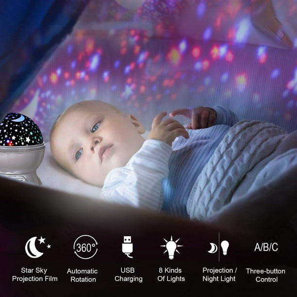 Veilleuse Enfant Etoile Projection Rotation à 360° Lampe Projecteur Lumière  Plafond, Led Veilleuse Bébé 8