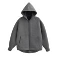 thumbnail image 1 of KEYANKETIAN-Sudadera con capucha y cremallera para mujer, suéter holgado de gran tamaño con bolsillos dobles, ropa de calle, estilo Unisex, invierno, novedad, 1 of 5