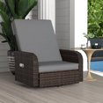 thumbnail image 2 of Outsunny Wicker Swivel Chair w/ Cushion, Patio Recliner Chair, Grey, 2 of 10