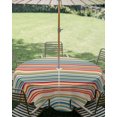 thumbnail image 2 of Outdoor Tablecloth with Umbrella Hole Zipper Boho Colorful Striped Round Tablecloth 60" Waterproof Outside Table Cloth Vintage Stripes Farmhouse Line Patio Table Cover Tablecloths for Picnic Party, 2 of 8