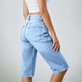 thumbnail image 6 of Fmbrln Womens Summer Cargo Capri Jeans High Waisted Button Cropped Denim Pants with Pockets, 6 of 6
