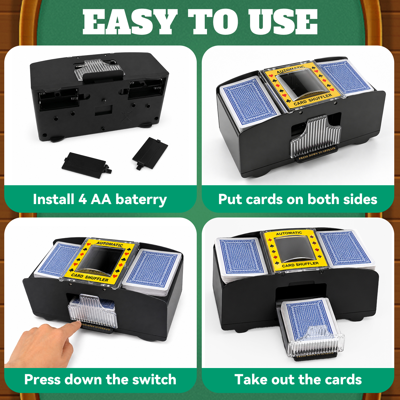 INCTUO Automatic Card Shuffler, 2-Deck Capacity photo 4