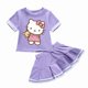 thumbnail image 3 of Hello Kitty-traje de dos piezas de algodón con dibujos animados para niñas, camiseta de manga corta con cuello redondo y Falda plisada, traje bonito y dulce, 3 of 5
