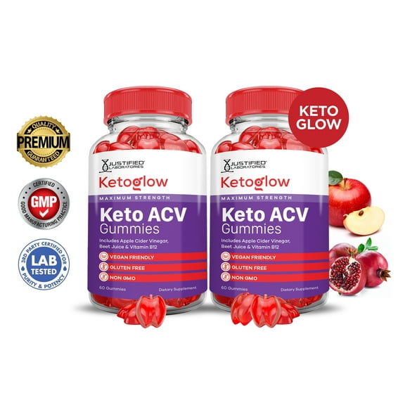 (2 Pack) Keto Glow ACV Gummies 1000MG Dietary Supplement 120 Gummys