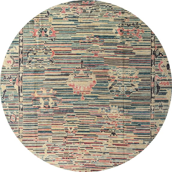 Ahgly Company Indoor Round Abstract Puce Purple Abstract Area Rugs, 5' Round