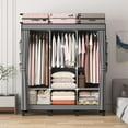 thumbnail image 4 of Closet, Portable Closet for Bedroom, Strong and Sturdy Black Portable Closets for Hanging Clothes with 3 Hanging rods, 6 Storage Shelves andSide Pocket.51 W*17.7" D*67.7" H (Grey), 4 of 16