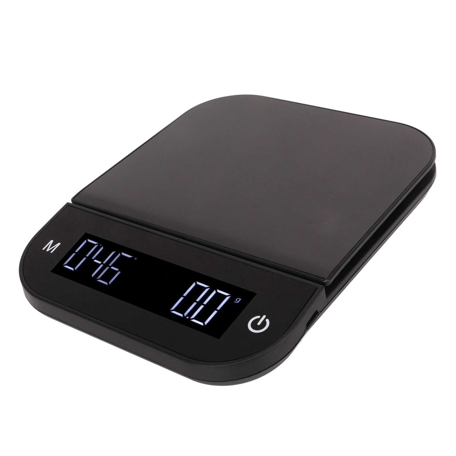 YAHHU Electric Kitchen Food Scale 5kg/0.1g High Precision Digital Coffee Weighing Scale with Waterproof Timing PC Function, Flat Surface, Perfect for Baking Cooking, Black