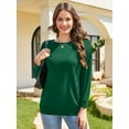 thumbnail image 4 of JYLFC Women Casual Long Sleeve Shirts with Pockets Crew Neck Sweatshirt with Pockets Loose Soft Lightweight Tunic Tops Army Green L, 4 of 7