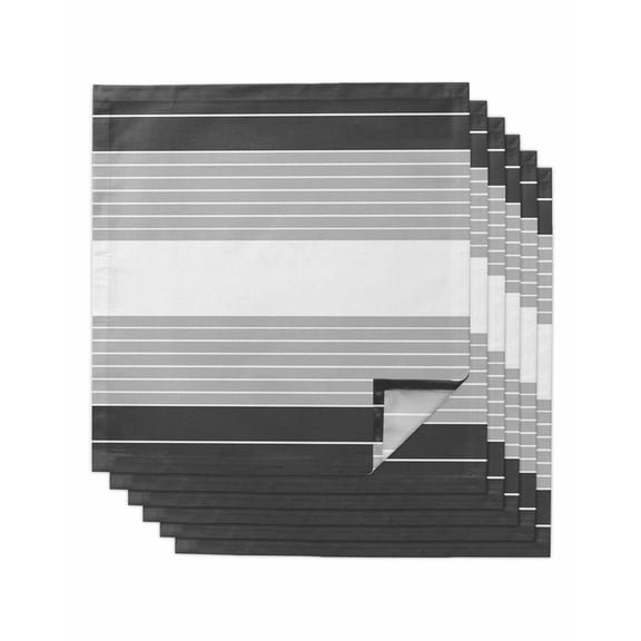 nqOlkjepod Black Grey Stripe Cloth Napkins Set of 6 Reusable Dinner Napkins, Modern Art Horizontal Striped Cocktail Napkin Washable Table Napkins for Wedding/Holiday Party/Baby Shower 20"x20"