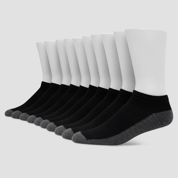 Men's Hanes Premium Low Cut Socks 10 1pk - Black Wicking Breathable M Size 6-12