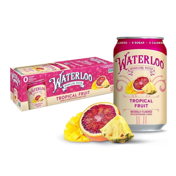 Waterloo Sparkling Water, Tropical Fruit, 12 fl oz, 12 Pack Cans