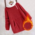 thumbnail image 2 of Women's Sherpa Fleece Tunic Tops with Pocket Fuzzy Warm Winter 1/4 Zip Pullover Loose Colorblock Sweater Pajamas (M, Red), 2 of 7