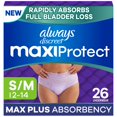 thumbnail image 1 of Pañales para adultos Always Discreet MaxiProtect para mujer, talla S/M, 16 unidades, 1 of 9