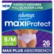 thumbnail image 1 of Pañales para adultos Always Discreet MaxiProtect para mujer, talla S/M, 16 unidades, 1 of 9