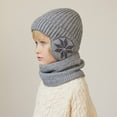 thumbnail image 6 of Prolriy Hat and Scarf Set for Women 1Pc Kids Winter Knitted Hats+Scarf Set Warm Fleece Cap for 5 14 Year Old Boys Girls Hats for Men Grey, 6 of 9