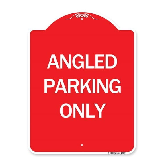 SignMission 18 x 24 in. Designer Series Sign - Angle Parking Only, Red & White