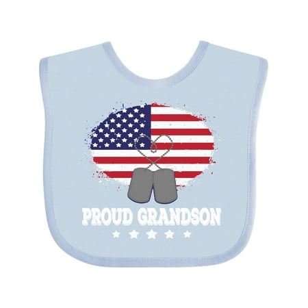 

Inktastic Proud Military Grandson US Flag Gift Baby Boy Bib