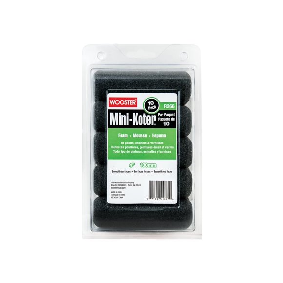 Minirodillo de espuma Wooster R266 de 4 pulgadas, paquete de 10