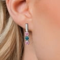 thumbnail image 3 of Gem Stone King 925 Sterling Silver Pink Lab Grown Diamond and London Blue Topaz Drop Dangle Earrings for Women | 1.70 Cttw | Gemstone April Birthstone | Round 5MM, 3 of 6