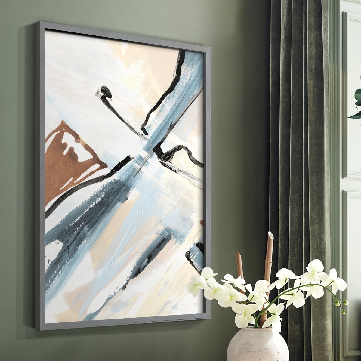Dancing Wind Revisit I Framed Print in Gray Solid Wood Framed Print No Nail Hanging