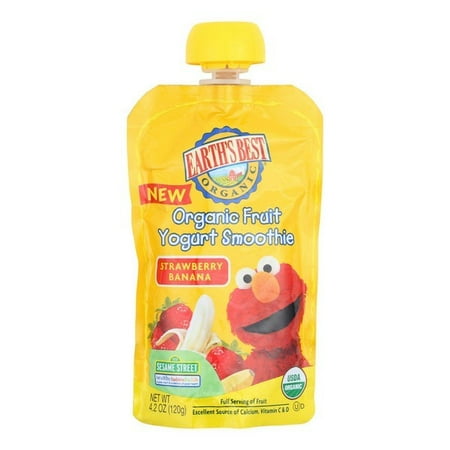 Earth's Best Organic Fruit Yogurt Smoothie - Strawberry Banana - Pack of 12 - 4.2 (Best Protein Flavor For Fruit Smoothies)