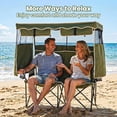 thumbnail image 3 of ABORON Camping Chair for 2 Person with Canopy, Portable Folding Double Camping Chair for Adults, Oversized Double Beach Loveseat with Cup Holders, 660 lbs Heavy Duty Camping Couch - Green, 3 of 8