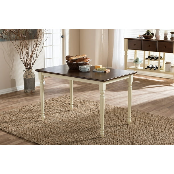 Baxton Studio Napoleon French Country Cottage Buttermilk And Cherry Brown Finishing Wood Dining Table Walmart Com Walmart Com
