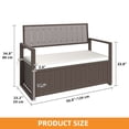 thumbnail image 5 of Craftian 70 Gallon PE Rattan Patio Deck Box, All-Weather Outdoor Storage Bench, Brown, 5 of 10
