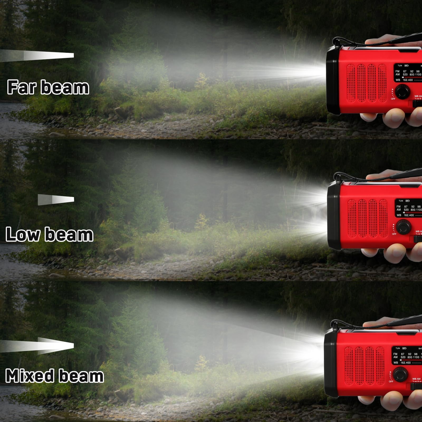 10000mah Emergency Crank Radio  Noaa/am/fm Weather Type-c Charge Solar Charging Sos 3 Modes Led Reading Lamp Compass For Outdoor (red)