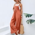 thumbnail image 2 of OSOLU Women Casual Pocket Romper Strap Solid Color Playsuit Button Long Jumpsuit Leisure Women Tops Dressy Casual, 2 of 7