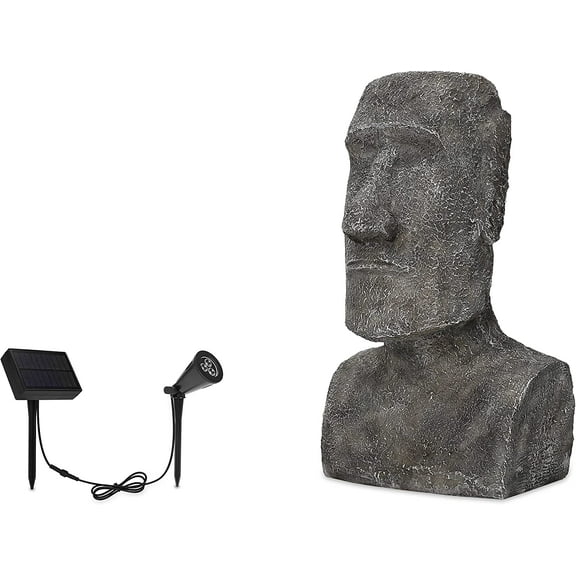 Techko Island Head Statue with Solar Spotlight