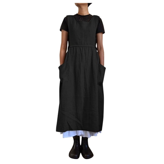 AOOCHASLIY Clearance Womens Dresses Summer Women's Casual Loose Solid All-match Fashion Long Straps Dress