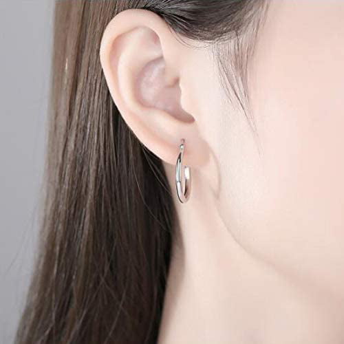 Small Clasp Hoop Piercing Earrings High Polished Round Tiny Click-Top Hoop Earrings AoedeJ 925 Sterling Silver Hoop Earrings 
