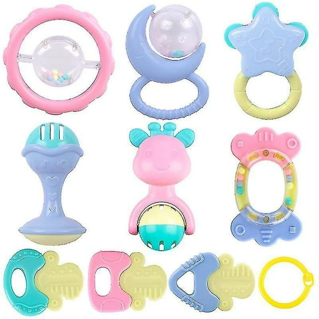 Juego de mordedores para bebés, juguete para agarrar, hacer girar y sacudir campanas