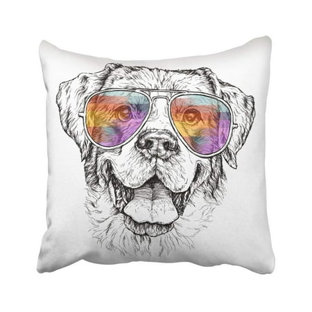 ARTJIA Black Hipster Of Shepherd Dog With Aviator Sunglasses White Hair Pet Adult Animal Cute Pillowcase 18x18 inch
