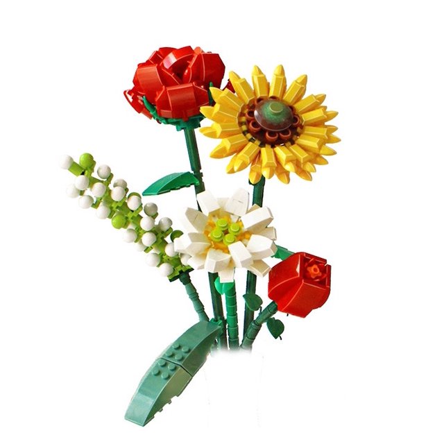 Ramo de bloques de construcción NQ arreglo floral decorativo 18 flores
