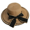 thumbnail image 1 of Women Hat Bow Braided Summer Foldable Sun Protection Cap for Outdoor, 1 of 10