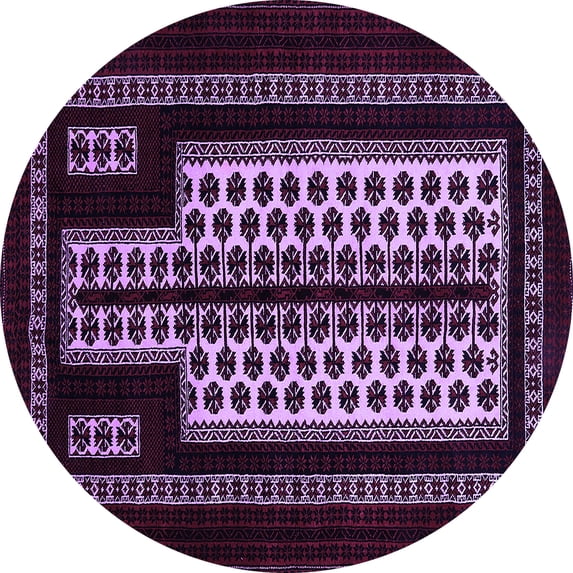 Ahgly Company Indoor Round Oriental Purple Industrial Area Rugs, 4' Round