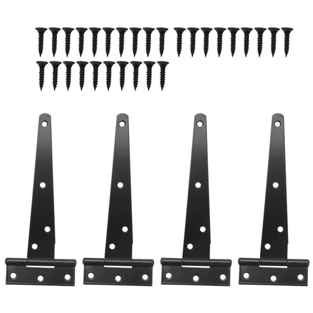 Bisagras de Puerta Resistentes 4 Piezas 6 Pulgadas con Bisagra Cobertizo en T Correa para Puertas Madera (Negro)