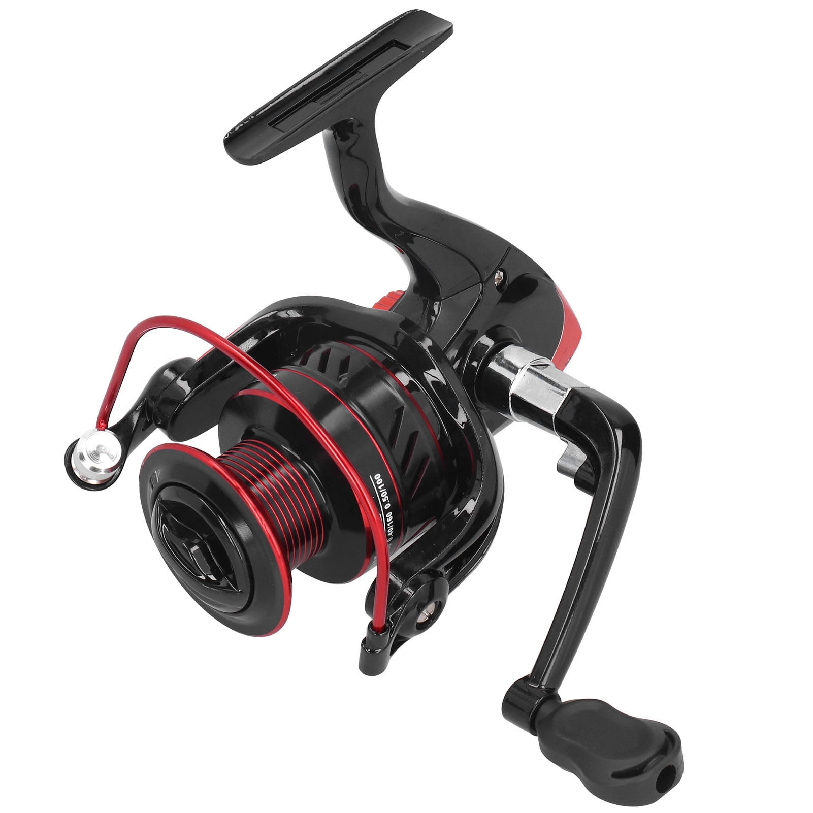 Rupoun Metal Spinning Reel Spool Sea Rod Lure Rock Fishing Long Shot Reel Accessory Black Red DM6000 Ambidextrous 5.2:1 Gear Ratio Heavy Duty Freshwater Saltwater