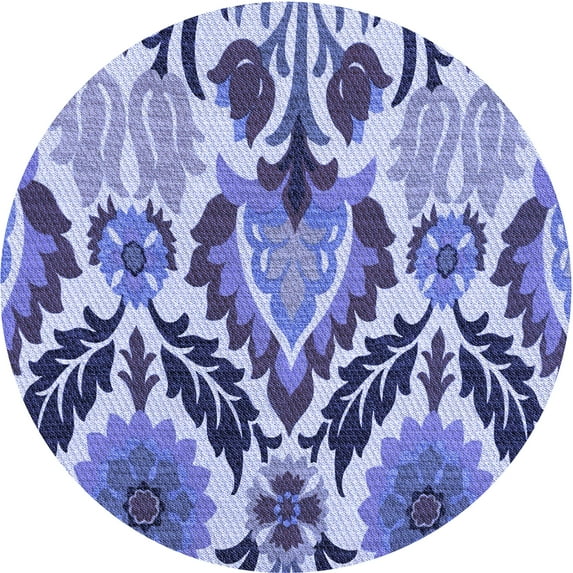 Ahgly Company Machine Washable Indoor Round Transitional Deep Periwinkle Purple Area Rugs, 4' Round