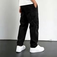thumbnail image 5 of RUTAYY Boys Cargo Pants Utility Side Pockets Elastic Waist Solid Color Outdoor Activity Trousers, Black, 5 of 6