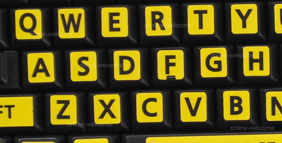 CRESTIN- Large Letters Keyboard Sticker English Uk Yellow