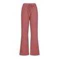 thumbnail image 5 of JUSLIO Linen Pants Women Plus Size Comfortable Casual Drawstring Linen Pants for Women Wide Leg Pants Pink 3XL(US:14), 5 of 6