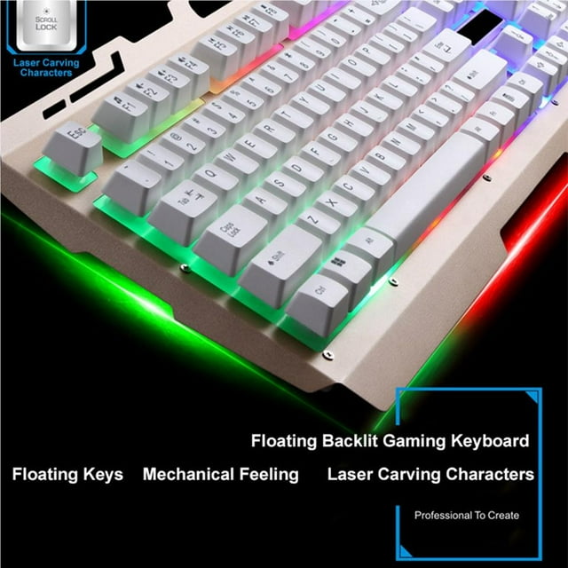 Clavier d'Ordinateur Portable USB Clavier de Jeu Rétroéclairé LED Clavier Mécanique Clavier d'Ordinateur Portable Clavier Mécanique avec Support de Téléphone